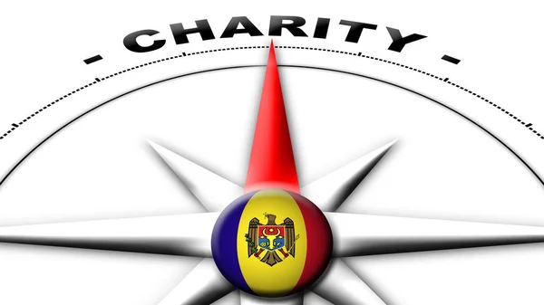 Moldova Globe Sphere Flag Compass Concept Charity Titles Illustration — стокове фото