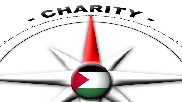 Palestina Globo Esfera Bandera Brújula Concepto Caridad Títulos Ilustración —  Fotos de Stock