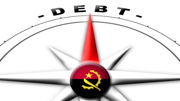 Angola Globe Gömb Zászló Iránytű Koncepció Adósság Címek Illusztráció — Stock Fotó