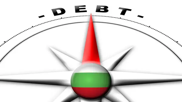 Bułgaria Globe Sphere Flag Compass Concept Debt Tytuły Ilustracja — Zdjęcie stockowe