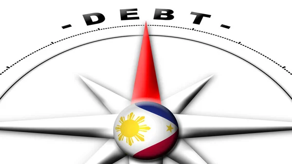 Filipinas Globo Esfera Bandeira Bússola Conceito Dívida Títulos Ilustração — Fotografia de Stock