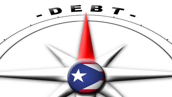 Puerto Rico Globe Sphere Flag Compass Concept Debt Titles Illustration — Stock Photo, Image