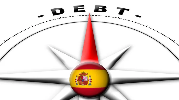 Espanha Globo Esfera Bandeira Bússola Conceito Dívida Títulos Ilustração — Fotografia de Stock
