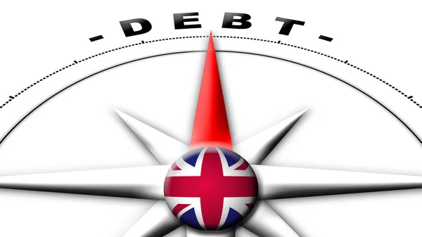 United Kingdom Globe Sphere Flag Compass Concept Debt Titles Illustration — Stock Photo, Image