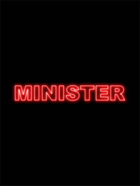 Minister Text Title Neon Effect Black Background Illustration — 스톡 사진