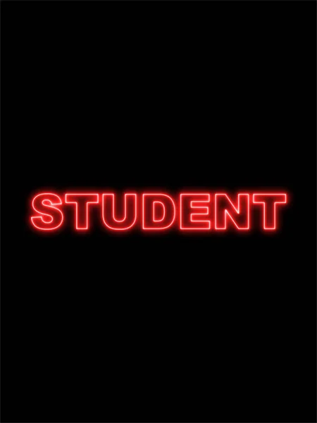 Student Text Title Neon Effect Black Background Illustration — 스톡 사진