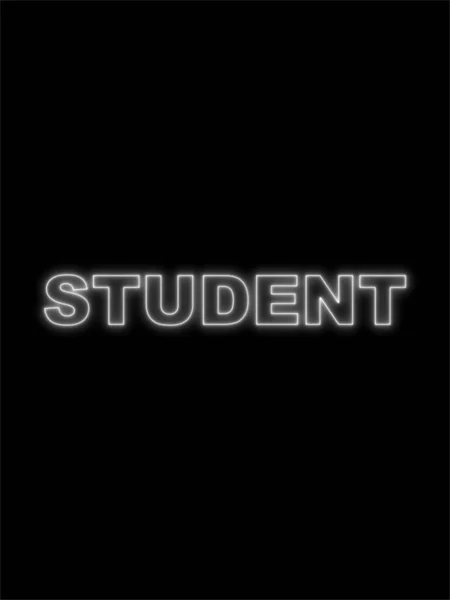 Studenttext Titel Neon Effect Svart Bakgrund Illustration — Stockfoto