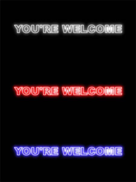 You Welcome Text Title Neon Effect Black Background Ilustração — Fotografia de Stock