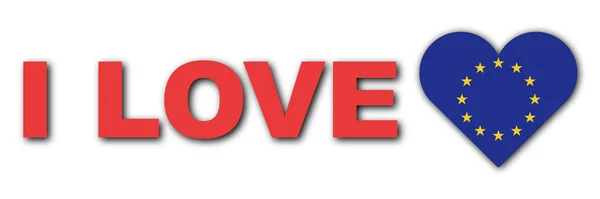 Love European Union Concept Heart Flag Bílé Pozadí Ilustrace — Stock fotografie