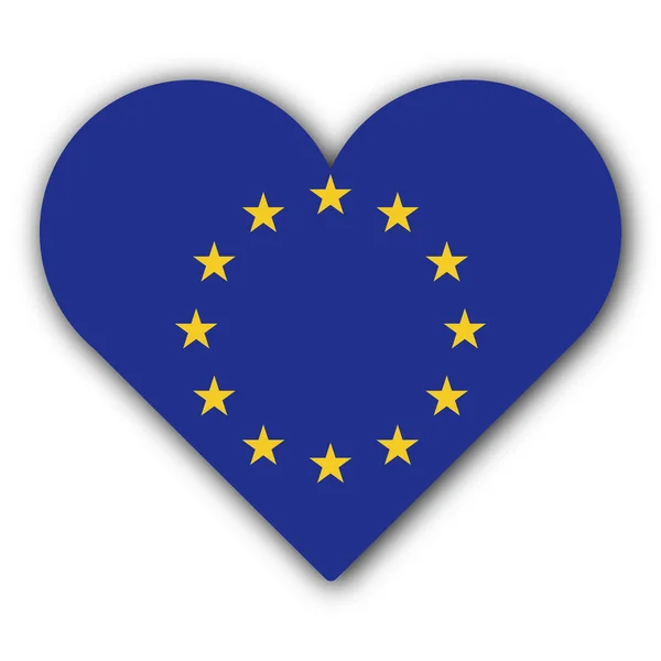 Love European Union Concept Szív Zászló Fehér Háttér Illusztráció — Stock Fotó