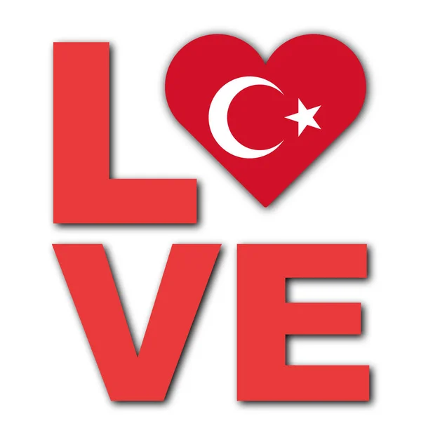 Love Turkey Concept Bandiera Del Cuore Sfondo Bianco Illustrazione — Foto Stock