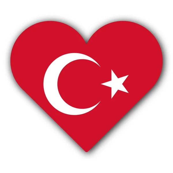 Love Turkey Concept Heart Flag White Background Illustration — Stok Foto