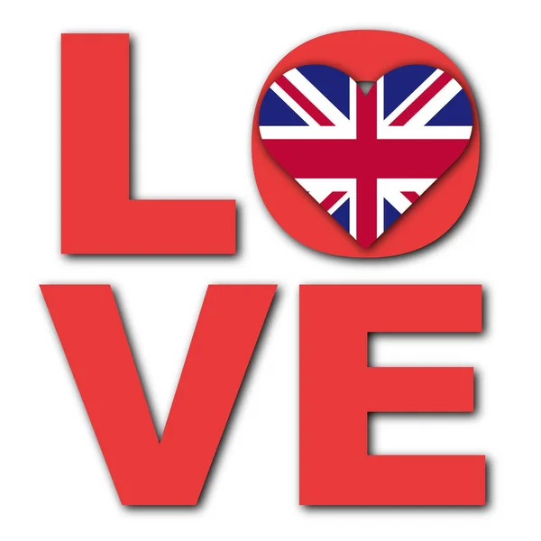 Love United Kingdom Concept Heart Flag White Background Illustration — Stock Photo, Image