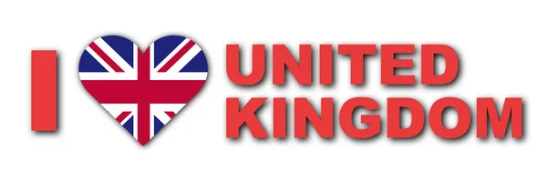Love Royaume Uni Concept Heart Flag White Background Illustration — Photo