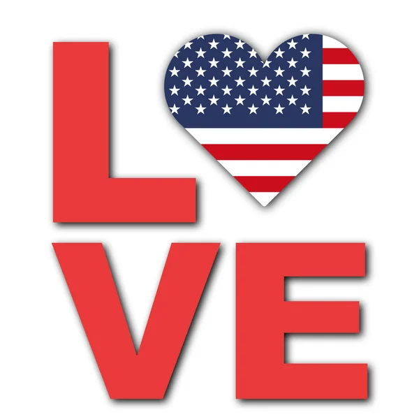 Love Usa Concept Heart Flag White Background Illustration — Stock Photo, Image