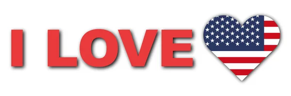 Love Usa Concept Heart Flag White Background Illustration — Stock Photo, Image