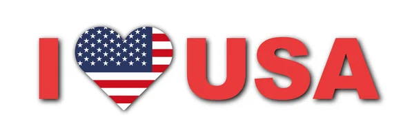 Love Usa Concept Bandeira Coração Fundo Branco Ilustração — Fotografia de Stock