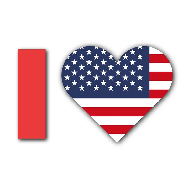 Love Usa Concept Heart Flag White Background Illustration — Stock Photo, Image