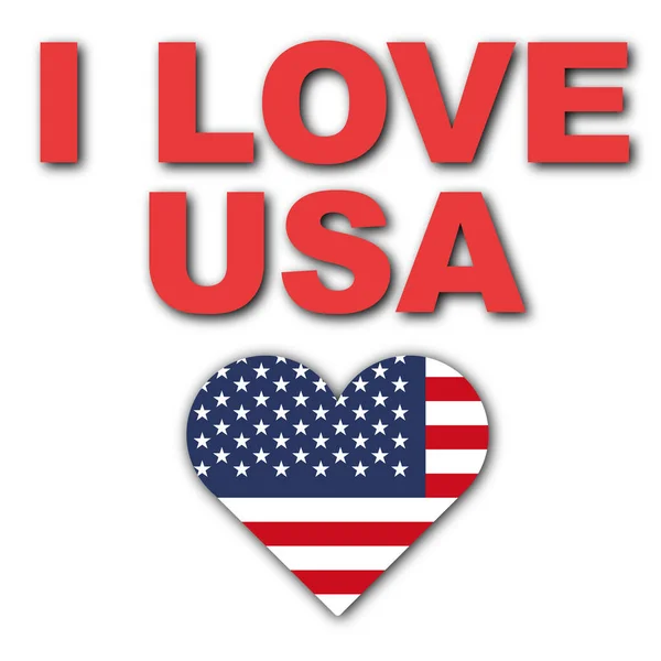 Love Usa Concept Heart Flag Vit Bakgrund Illustration — Stockfoto
