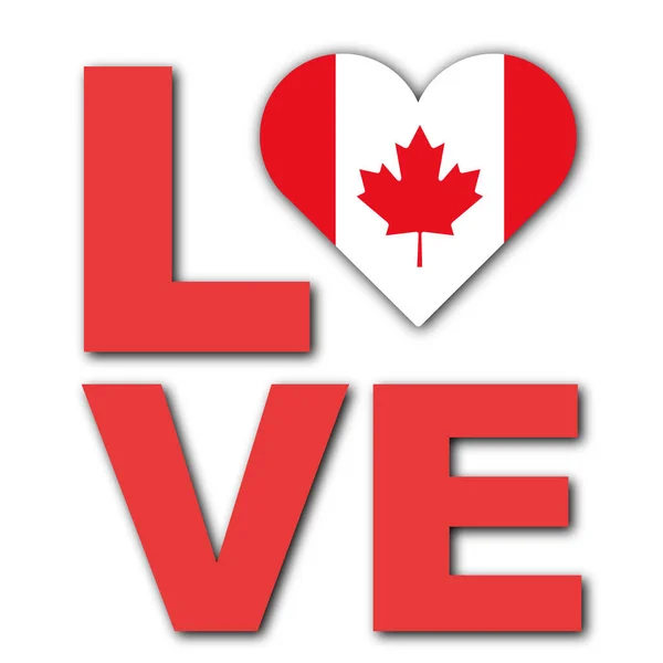 Love Canada Concept Hartvlag Witte Achtergrond Illustratie — Stockfoto