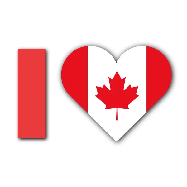 Love Canadaのコンセプト ハートフラッグ ホワイトの背景 3Dイラスト — ストック写真