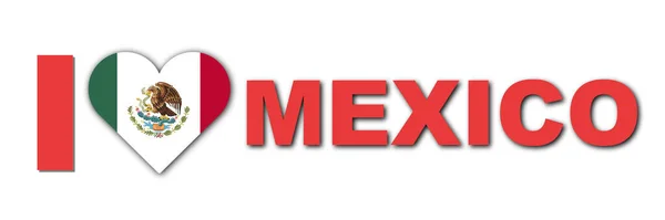 Love Mexico Concept Heart Flag White Background Illustration — 스톡 사진