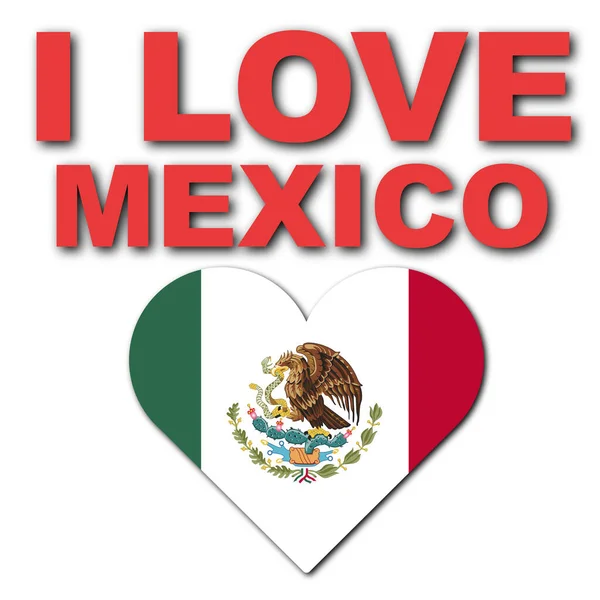 Love México Concept Bandera Del Corazón Fondo Blanco Ilustración — Foto de Stock