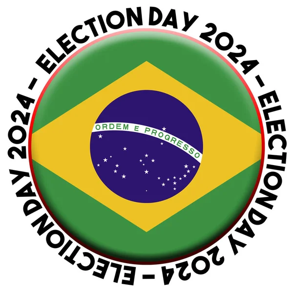 巴西选举日2024年通告国旗概念 3D说明 — 图库照片