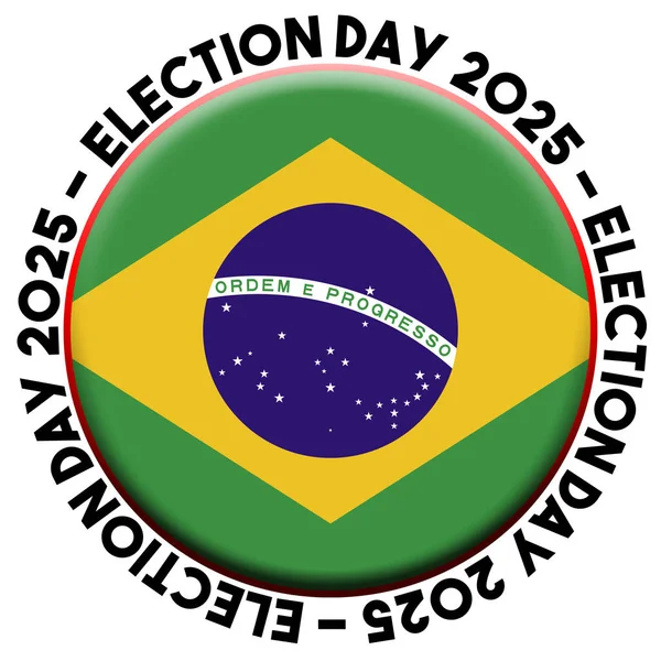 巴西2025年选举日圆旗概念 3D说明 — 图库照片