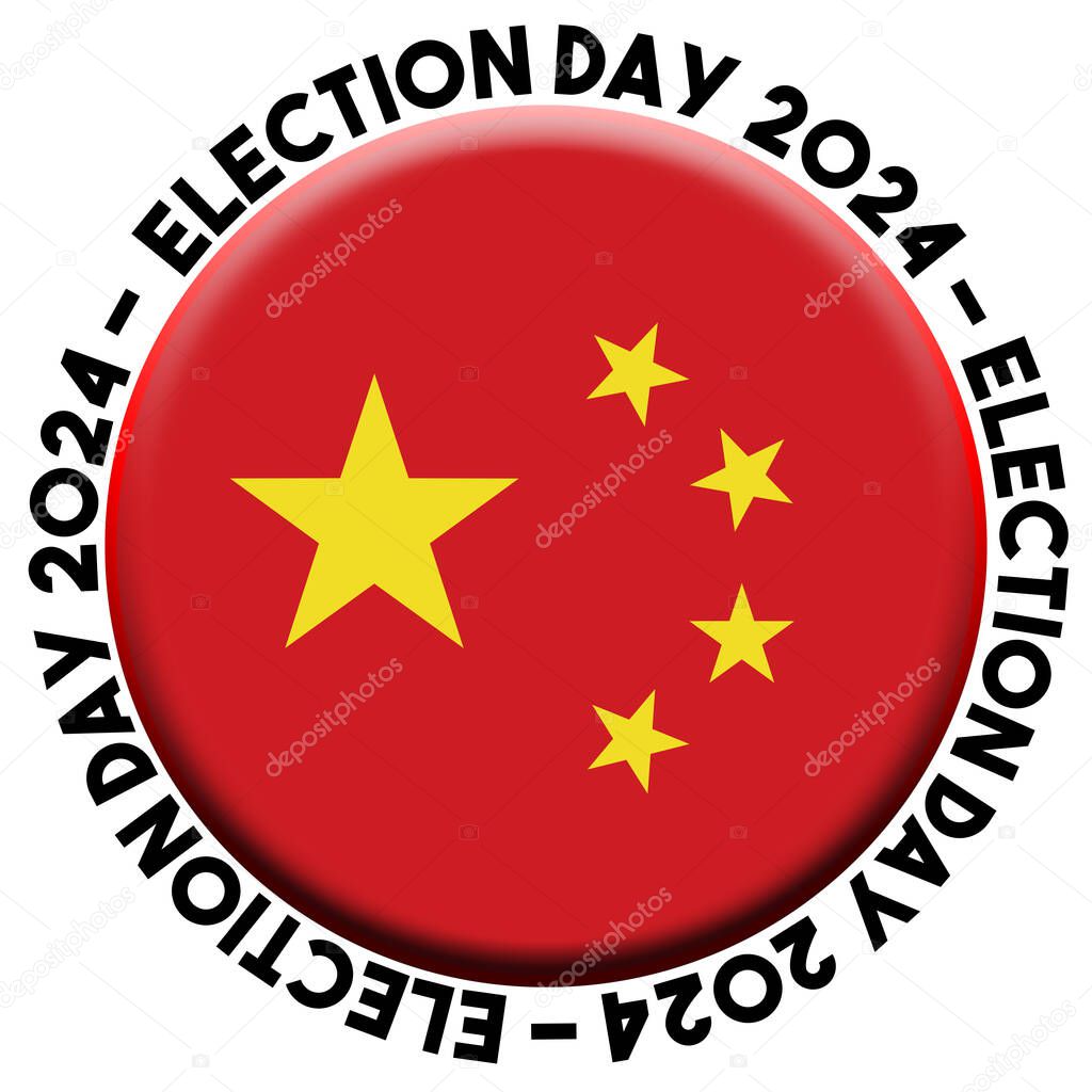 China Election Day 2024 Circular Flag Concept - 3D Illustration
