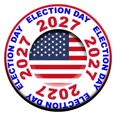 Amerika Birleşik Devletleri Seçim Günü 2027 Dairesel Bayrak Konsepti - 3D Görüntü