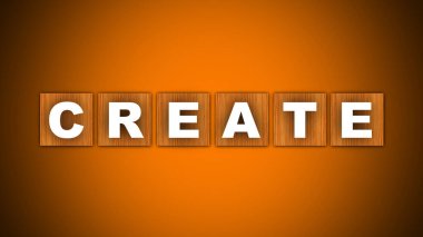 Acil Metin Başlığı - Kare Tahta Konsept - Turuncu Arkaplan - 3B Görüntü