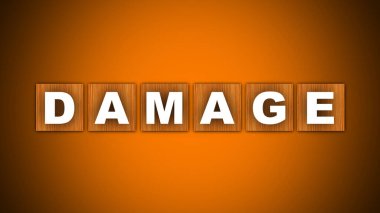 Acil Metin Başlığı - Kare Tahta Konsept - Turuncu Arkaplan - 3B Görüntü