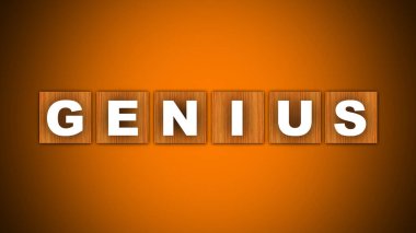 Acil Metin Başlığı - Kare Tahta Konsept - Turuncu Arkaplan - 3B Görüntü