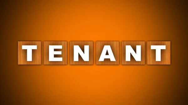 Tenant Text Title Square Wooden Concept Orange Background Illustration — Stock Photo, Image