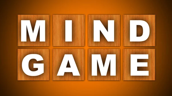 Mind Game Title Square Wooden Concept Orange Background Illustration — 스톡 사진
