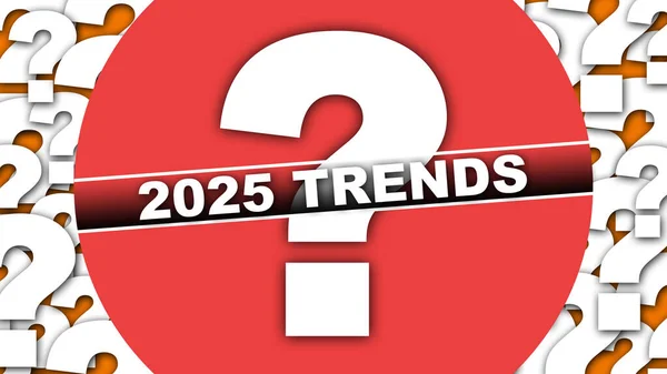 2025 Moda mı? Metin Başlığı - Dairesel Konsept - Turuncu Arkaplan - 3B İllüstrasyon