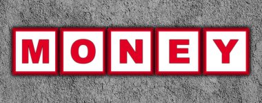 Para Başlığı - Kızıl Kare Konsepti - Duvar Arkaplanı - 3B Görüntü