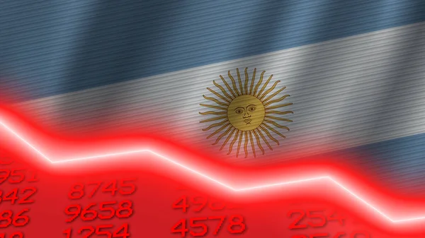 Argentina Recesión Económica Rojo Negativo Neón Línea Luz Concepto Crisis —  Fotos de Stock