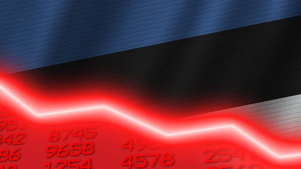 Estland Ekonomisk Nedgång Rött Negativt Neonljus Affärs Och Finansmarknadskriskoncept Illustration — Stockfoto