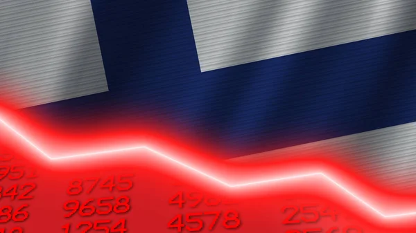 Finlandia Recesión Económica Rojo Negativo Neón Línea Luz Concepto Crisis — Foto de Stock