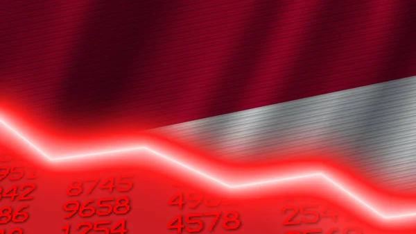 Indonesien Ekonomisk Nedgång Röd Negativ Neonline Ljus Affärs Och Finansmarknadskriskoncept — Stockfoto