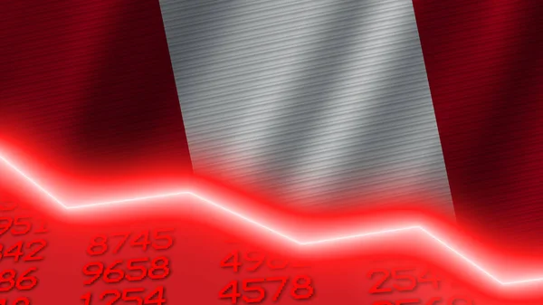 Peru Ekonomisk Nedgång Röd Negativ Neonline Ljus Affärs Och Finansmarknadskriskoncept — Stockfoto