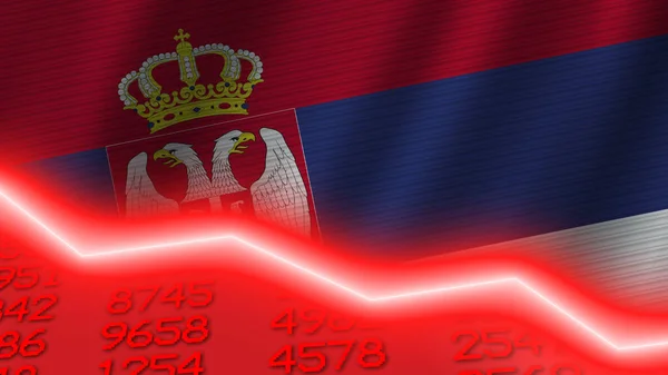 Serbien Wirtschaftsabschwung Rote Negative Neonröhre Licht Geschäfts Und Finanzmarktkrisenkonzept Illustration — Stockfoto