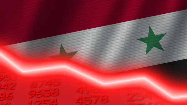 Сирійський Економічний Спад Знижує Червоне Негативне Світло Неонової Лінії Криза — стокове фото