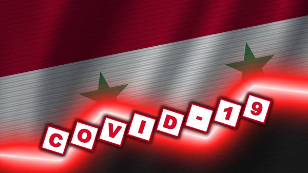 Syrian Wavy Fabric Flag Covid Coronavirus Title Illustration — стокове фото