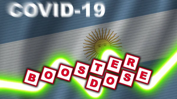 Argentina Flag Covid Booster Dose Title Illustration — Stock Photo, Image
