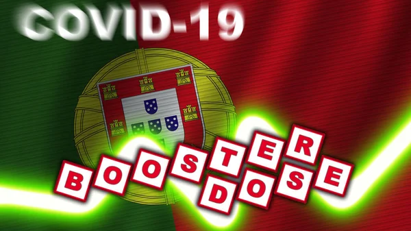 Portugal Drapeau Dose Rappel Covid Titre Illustration — Photo