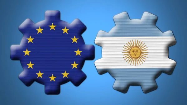 Αργεντινή Και Ευρωπαϊκή Ένωση Wheel Gears Σημαίες Εικονογράφηση — Φωτογραφία Αρχείου