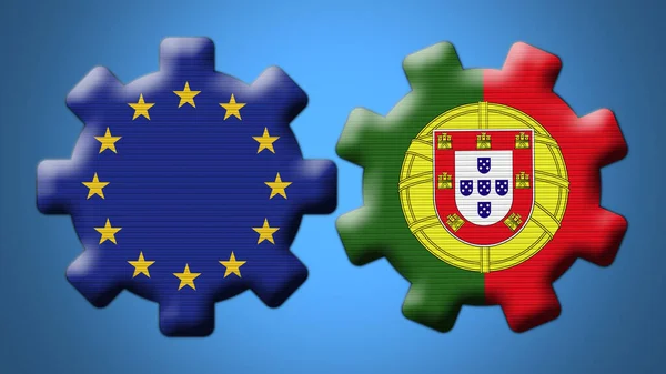 Portugal Unión Europea Ruedas Banderas Ilustración — Foto de Stock